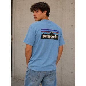 Patagonia Shirt Mens Small Short Sleeve Crew Neck Outdoors Casual Blue